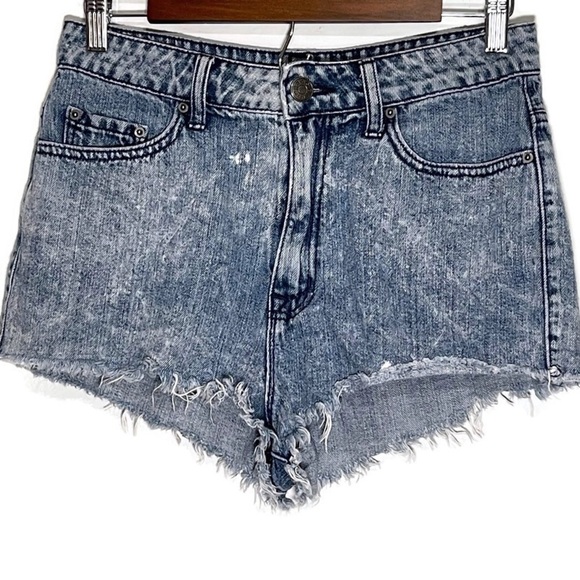 BDG High Rise Dree Cheeky Raw Hem Shorts Slight Stone Wash Y2K 90's - Picture 2 of 8